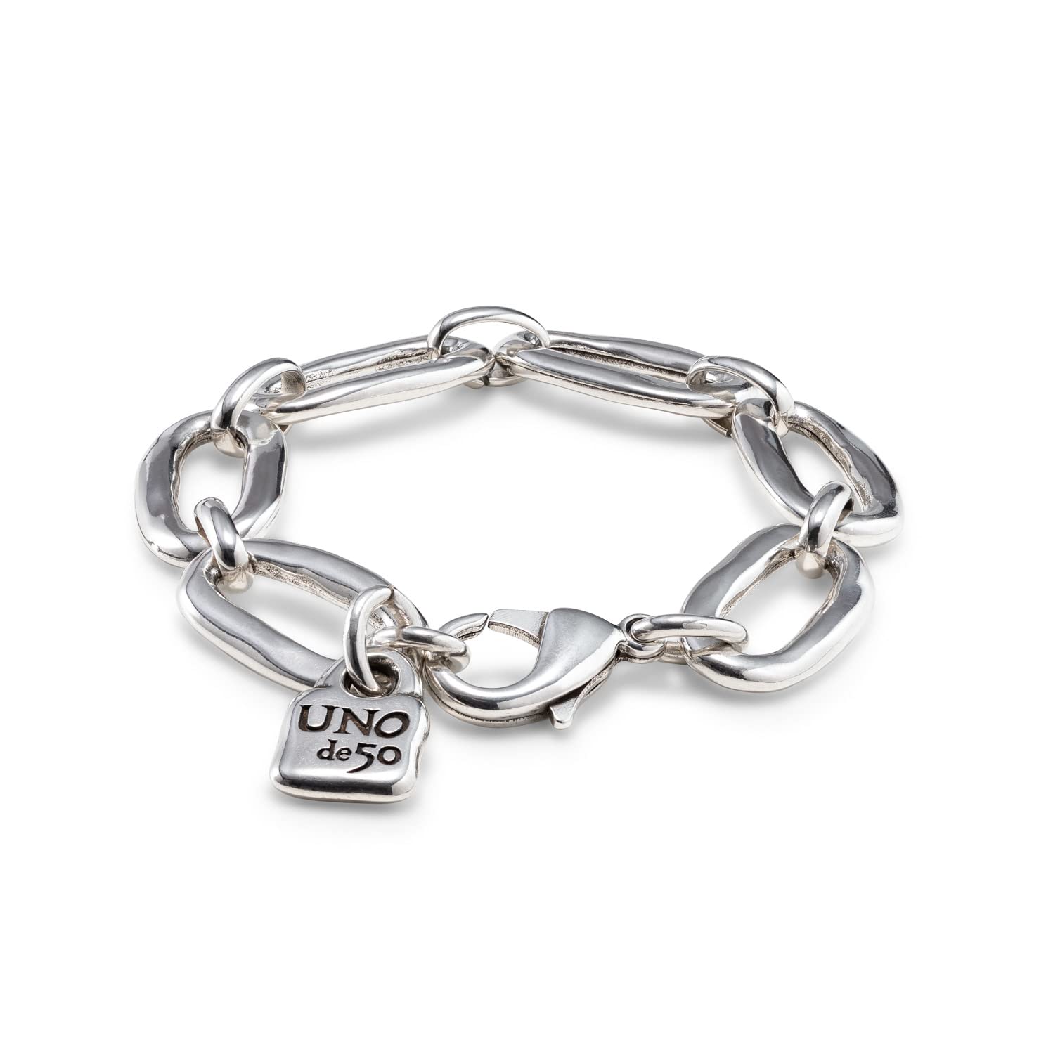 Uno de 50 AWESOME Oval Link Chain Bracelet, Sterling Silver Plated