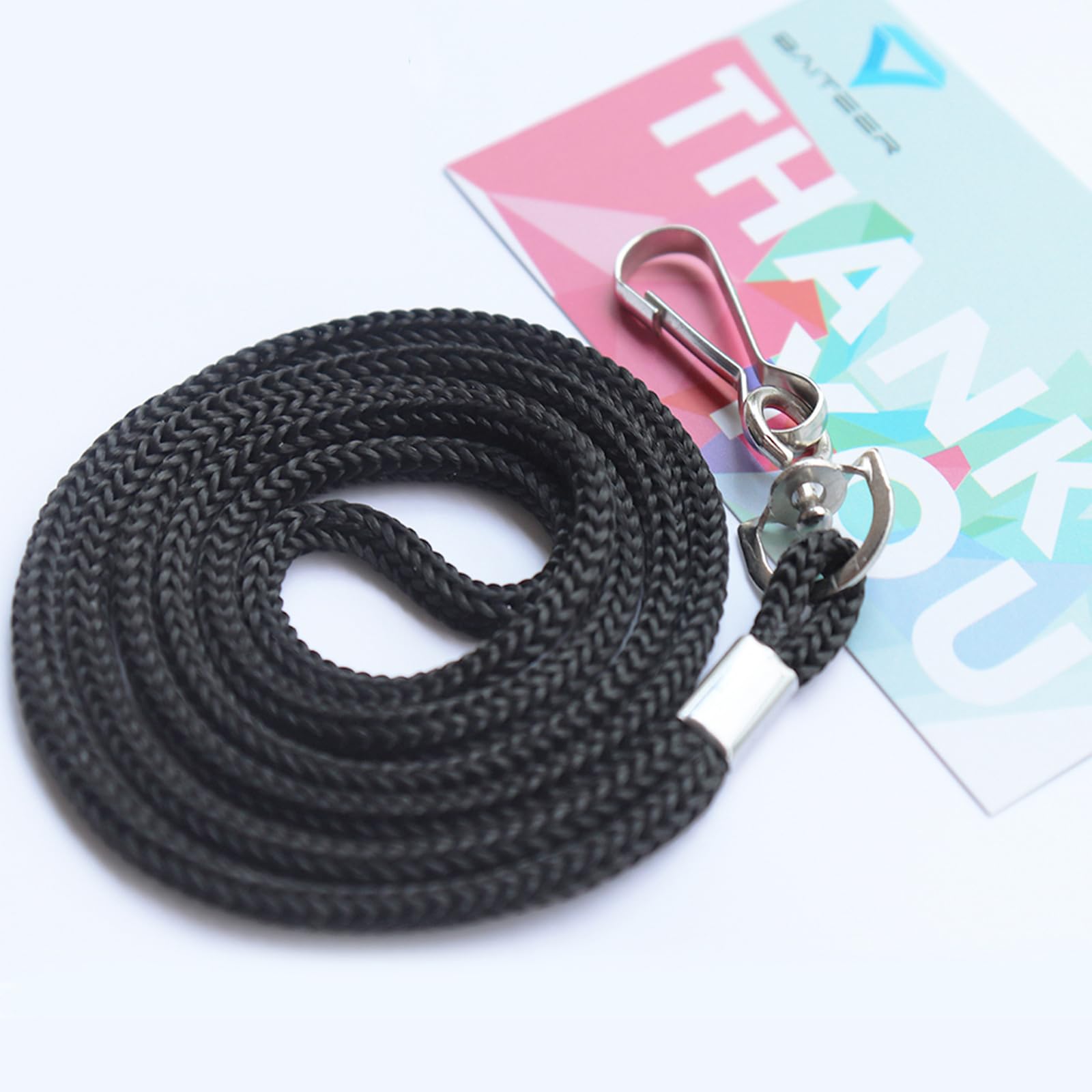 BAITEER 120 Pcs Black Lanyards Premium Bulk Lanyards Round 36" with Swivel J Hook for ID Name Badge Holder, VIP, School, Kids, Coach, Conference, Festival and Hang Keys