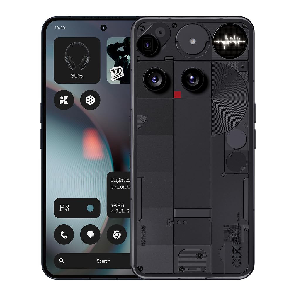 Nothing Phone (3) Cell Phone, 5G Unlocked Phones 256GB, Android 15, Snapdragon 8s Gen4, AI Mobile Phones with Four 50MP Cameras & AMOLED Display, 5150mAh, Glyph Interface, Smartphone Black