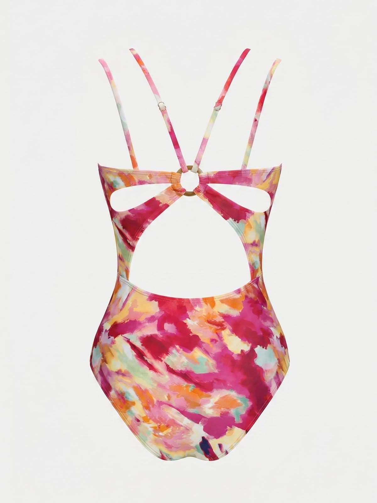 CUPSHE Women's One Piece Swimsuit V Neck Tummy Control Double Adjustable Straps Back Cutout O-Ring, M Fuchsia Red