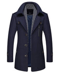 CHARTOU Men's Stylish Scarf Single breasted Wool Walker Coat Thick Winter Jacket-6 Colors (Navy Blue, Medium)