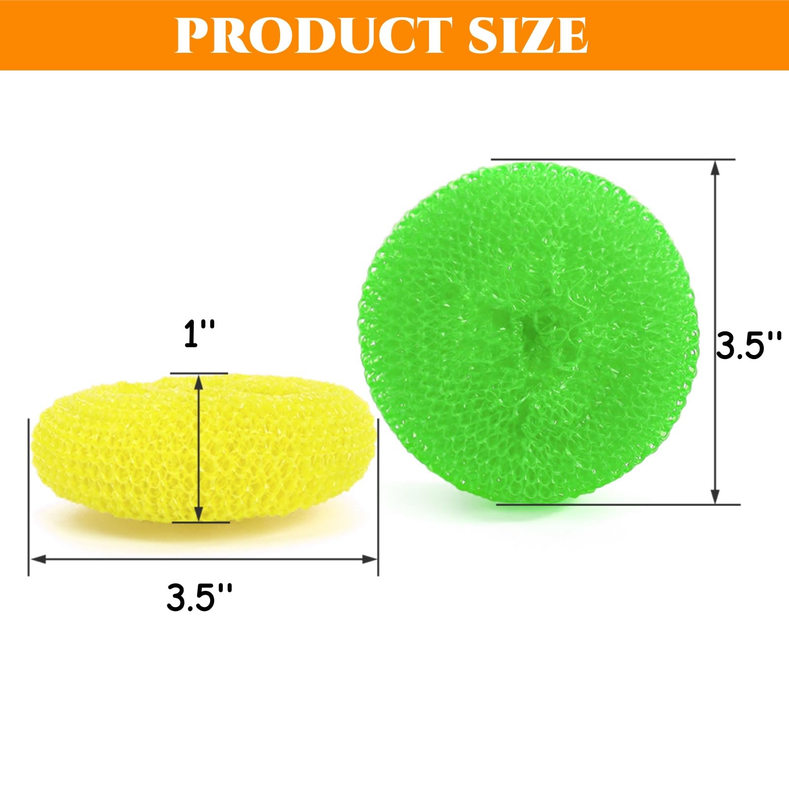 Acshio 60 Pack Plastic Dish Scrubbers, Round Mesh Scouring Non Scratch Pads, Assorted Color Reusable Nylon Dish Pot Washing Poly for Kitchen Household Cleaning, 6 Colors