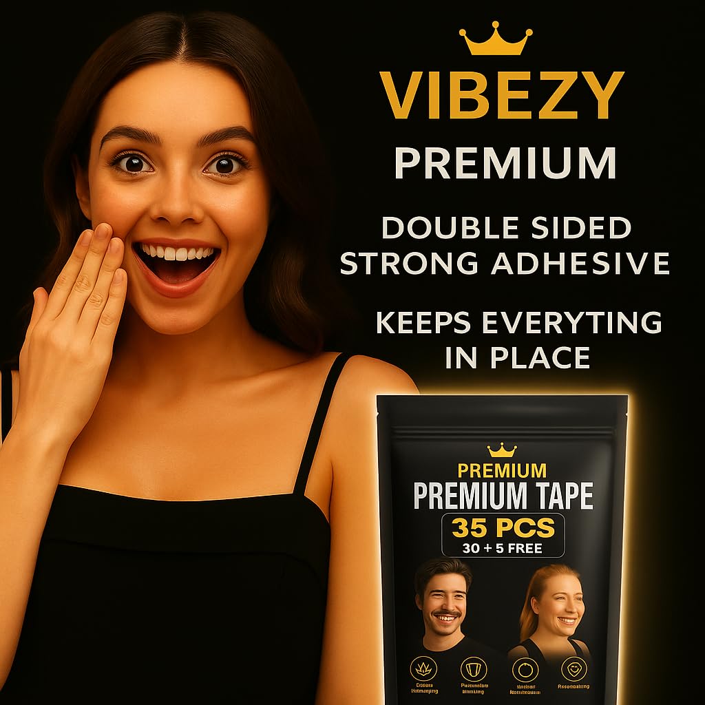 Vibezy 65 pcs Premium Tape – Painless Removal, Skin-Friendly & Residue-Free, Discreet Hold, – Versatile Adhesive Tape (Black)
