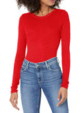 Enza Costa womens Rib Fitted Long Sleeve Crew Neck Top T Shirt, Iconic Red, Small US