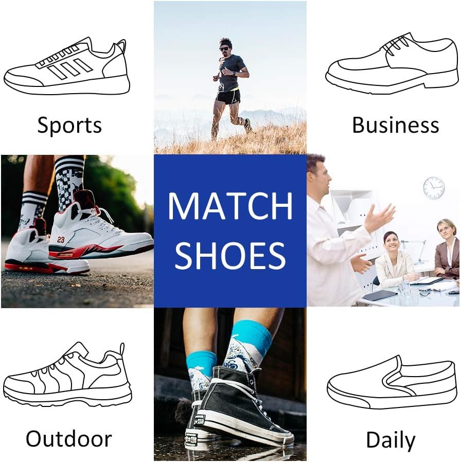 JOYNÉE 8 Pairs Mens Crew Cushion Socks Work Athletic Running Socks Casual Breathable Socks for Men,Black,Sock Size:10-13