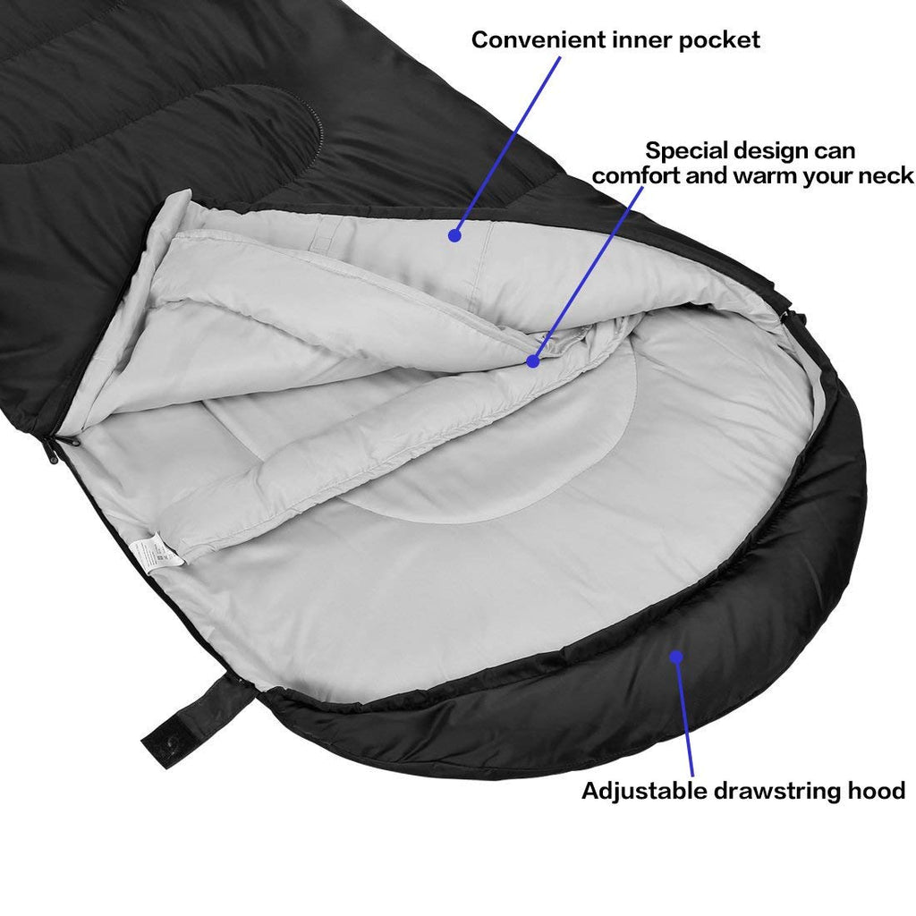 3-4 Season Sleeping Bag for Adults & Kids, Lightweight Warm Cold Weather Camping Bag with Waterproof Compression Sack – Portable for Hiking, Backpacking, Traveling & Outdoor Adventures (Dark Gray)