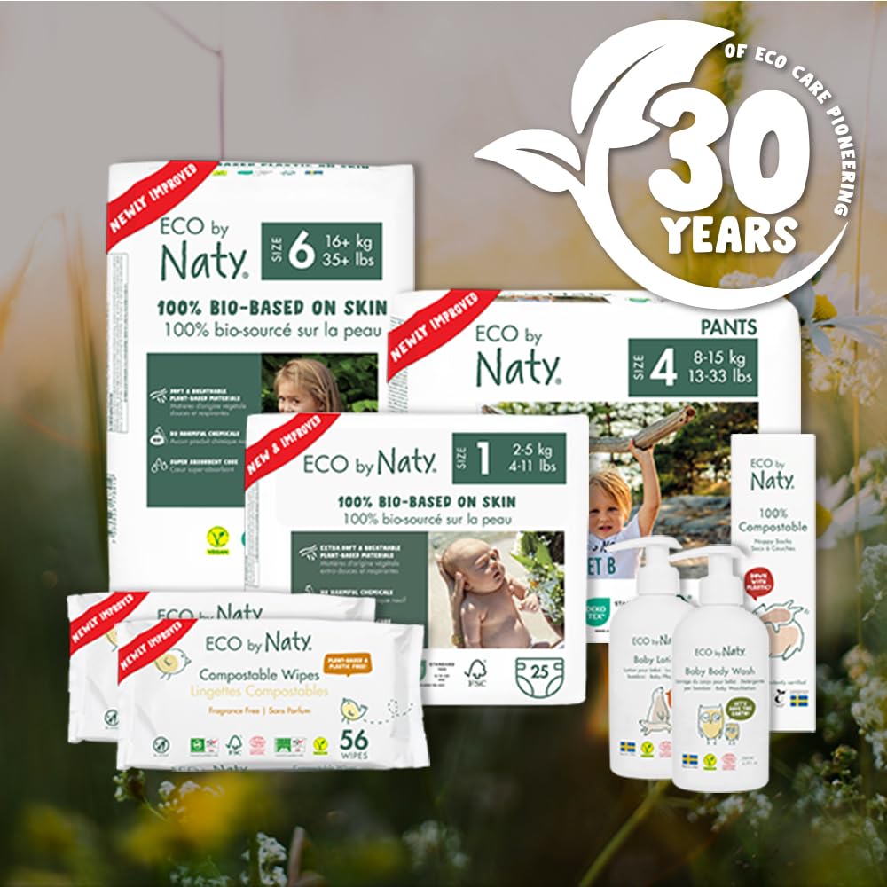 Eco by Naty Baby Diapers - Plant-Based Eco-Friendly Diapers, Great for Baby Sensitive Skin and Helps Prevent Leaking (Size 4, 88 Count)