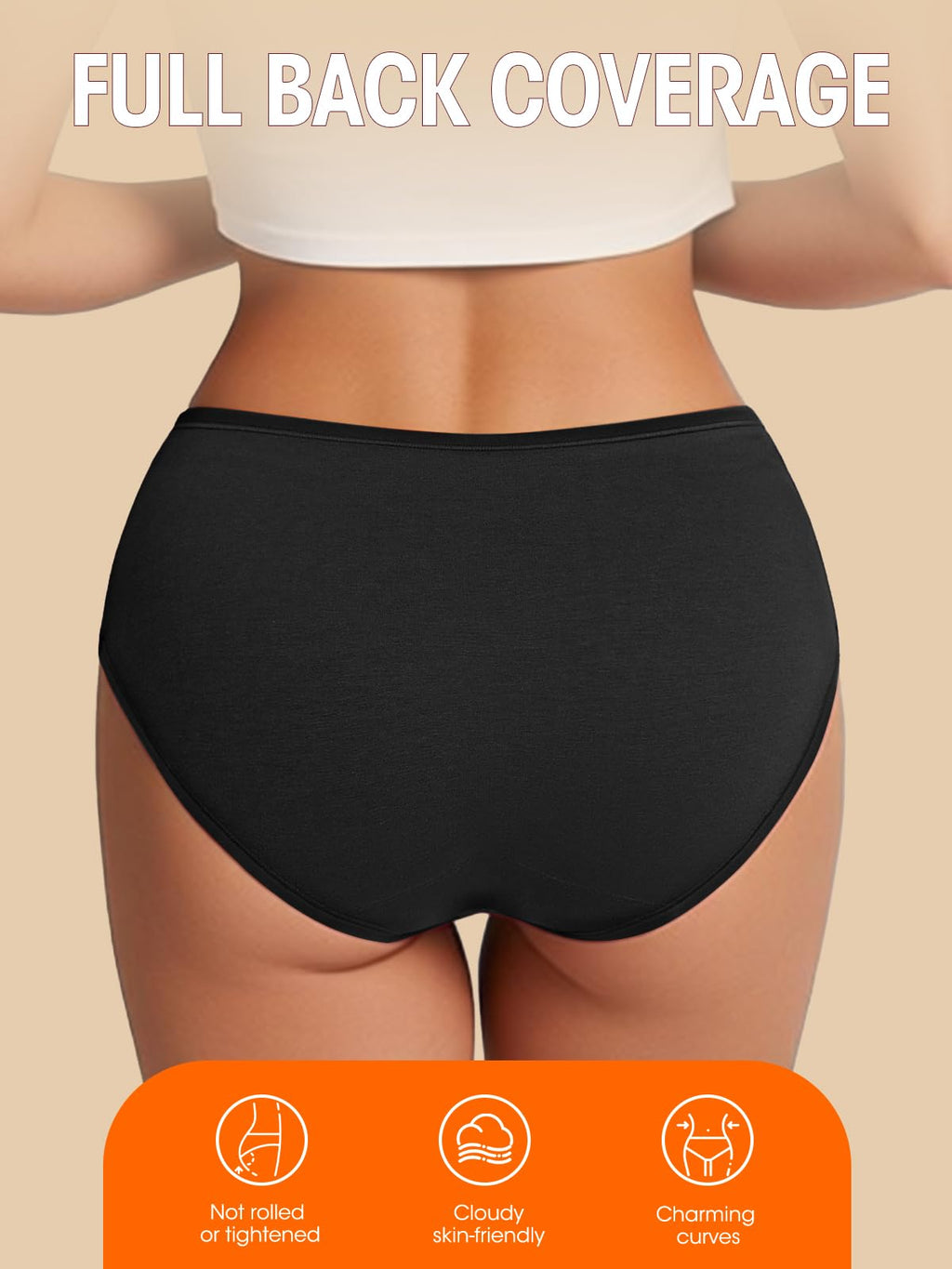 PNQUNZ Cotton Hipster Panties Women: 6-Pack Soft Full Coverage Mid Rise Underwear for Everyday Comfort