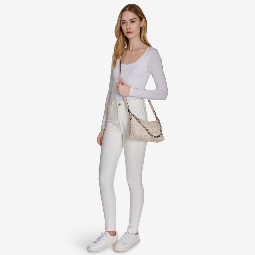 Calvin Klein Zoe Top Zip Chain Crossbody, Blossom Combo Logo, One Size