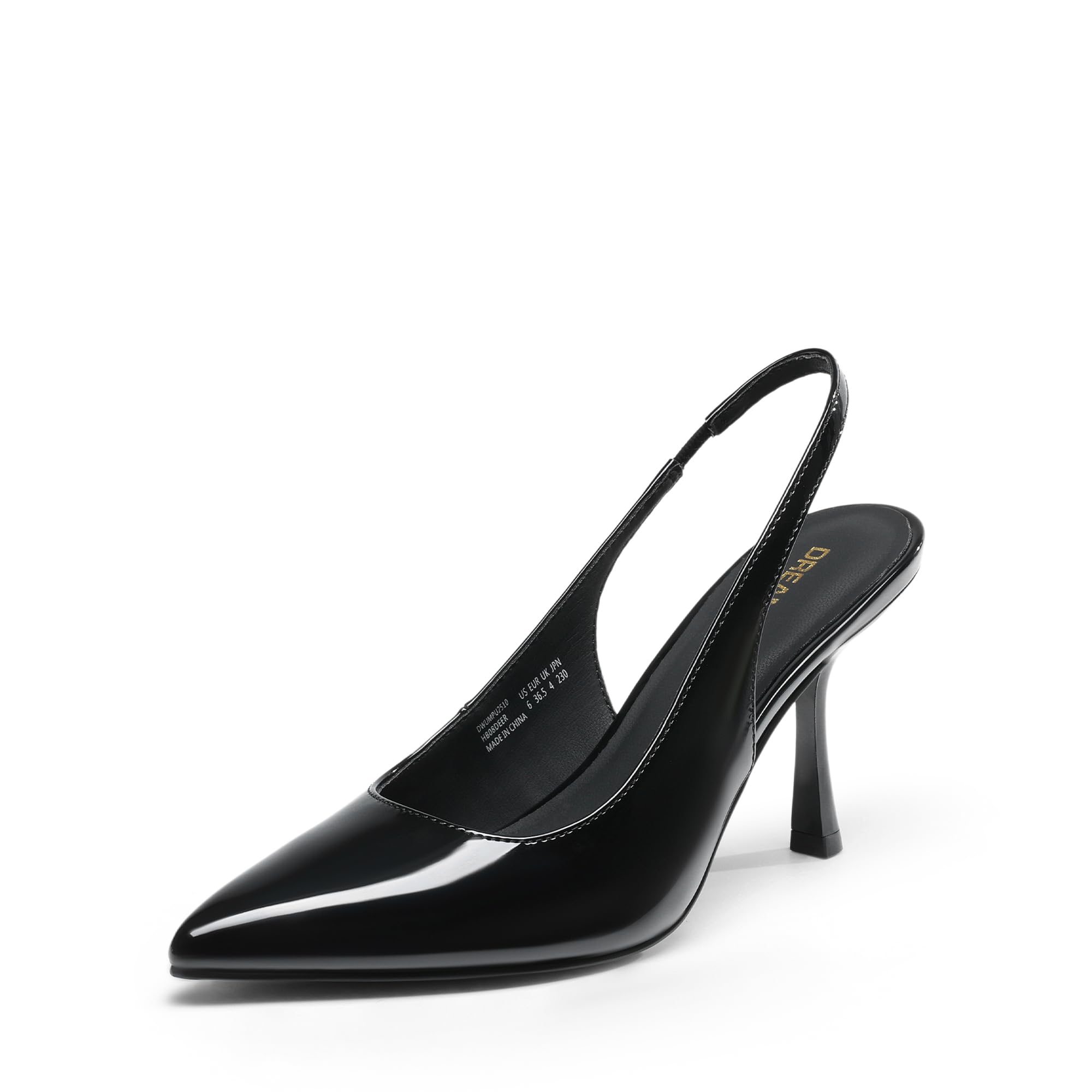DREAM PAIRS Women's Heels Slingback Stiletto Pumps Shoes Pointed Closed Toe Kitten Heels Dress Bridal Elegant Wedding Sexy Party,Size 9,Black-Pat,DWUMPU2510