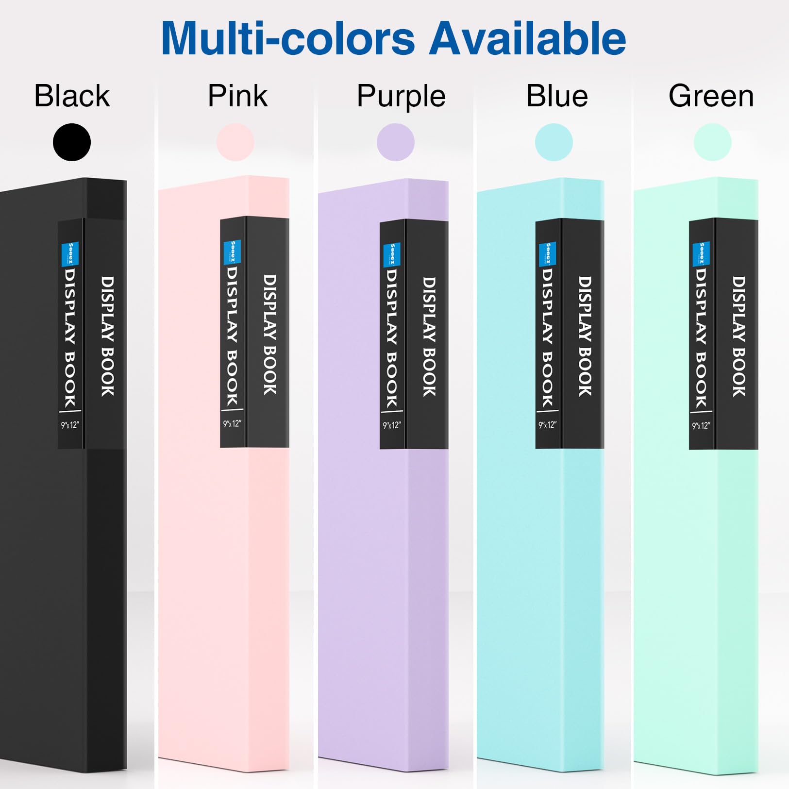 Sooez Binder with Plastic Sleeves 30-Pocket, Displays 60 Pages, 9x12 Presentation Folders with Clear Sheet Protectors, Art Portfolio with 30 Black Paper for Certificate & Office Project