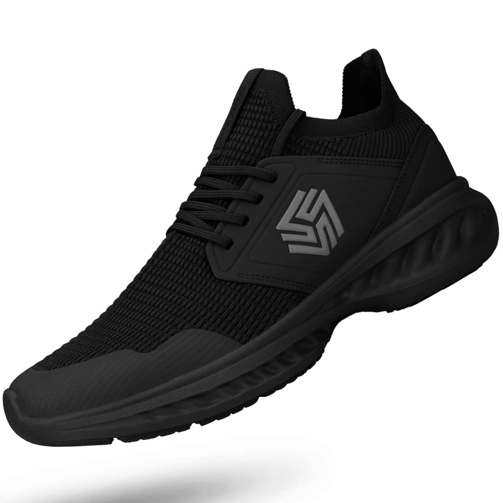 Giniros Mens Slip On Walking Shoes Non Slip Running Shoes Breathable Workout Shoes Lightweight Gym Sneakers All Black Size 12