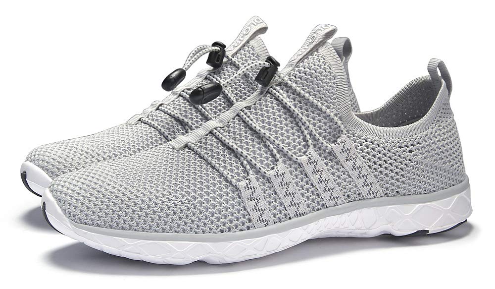 DLGJPA Men's Quick Drying Water Shoes for Beach or Water Sports Lightweight Slip On Walking Shoes LightGray 11