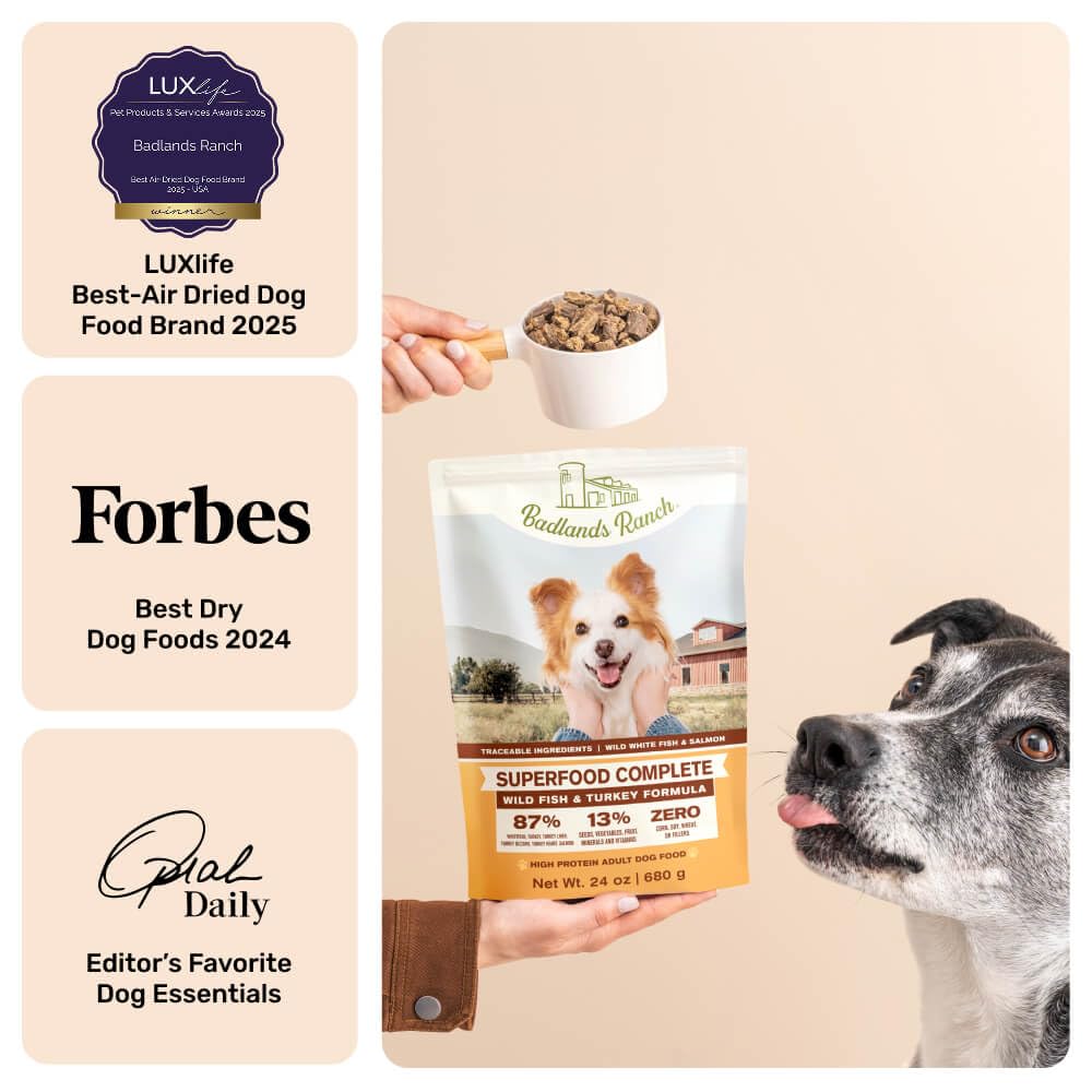 BADLANDS RANCH by Katherine Heigl – Superfood Complete Air-Dried Wild Fish & Turkey Dog Food – High Protein with Superfoods for Daily Wellness & Consistent Nutrition – 24 oz