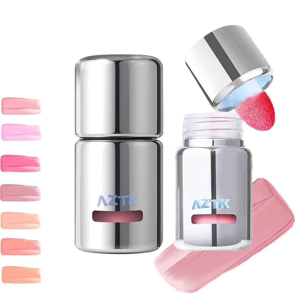 Aztk Liquid Blush, Jelly Color Liquids Blushes with Sponge Head, Matte Nude Makeup Blusher Cream, Lasting, Lightweight, All-day Moisturizing and Smooth, Lightweight Face Color, 7 Shades (JC07, 5ml)