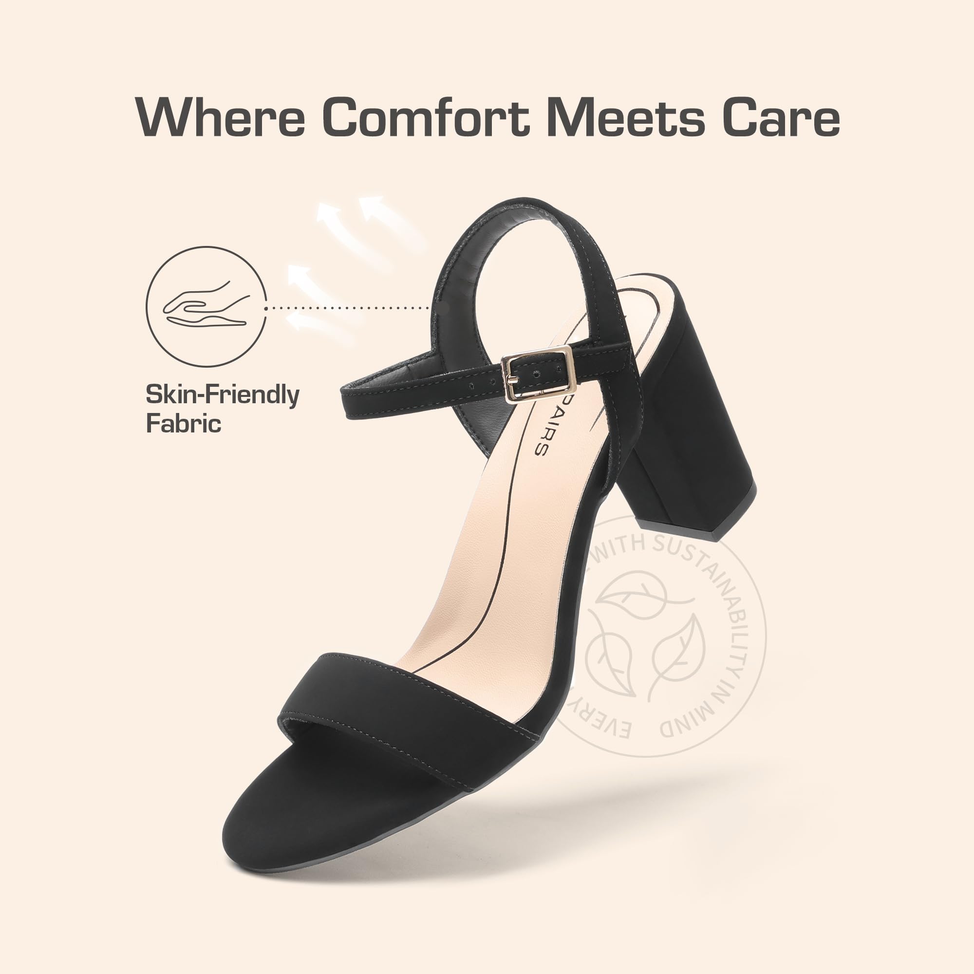 DREAM PAIRS Women's Chunky Heels Block Round Open Toe Ankle Strap Heel Fashion Wedding Party Comfort Dress Sandals Shoes,Size 7.5,Black-Nubuck,DWUMHS2528
