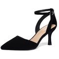 mysoft Women's Pumps Shoes Pointed Toe Kitten Low Heels Stiletto Ankle Strap Closed Toe Wedding Party Dress Sandals Black Nubuck