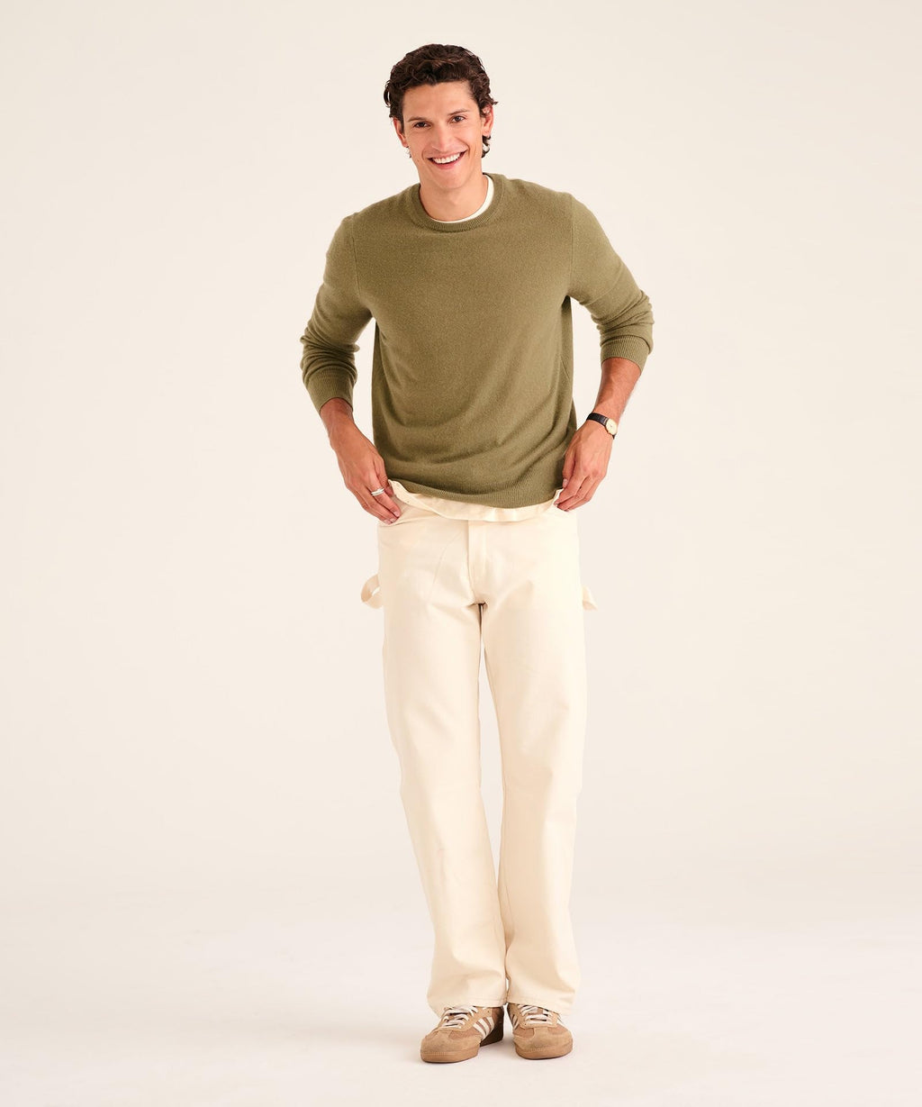 NAADAM Men's The Original Cashmere Crewneck Sweater, Army Green, XL