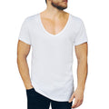 NO Show Deep V Neck Cotton Odor-Control Undershirt for Men and Women, White | 3-Pack L