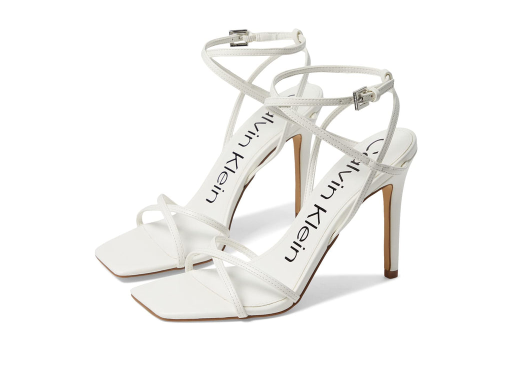 Calvin Klein Women's Tegin Heeled Sandal, White, 7.5