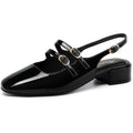 Mostrin Black Mary Jane Shoes Women Slingback Chunky Low Heels for Women Closed Rounded Toe Ankle Strap Pumps Daily Wedding Party Dress Shoes Size 6