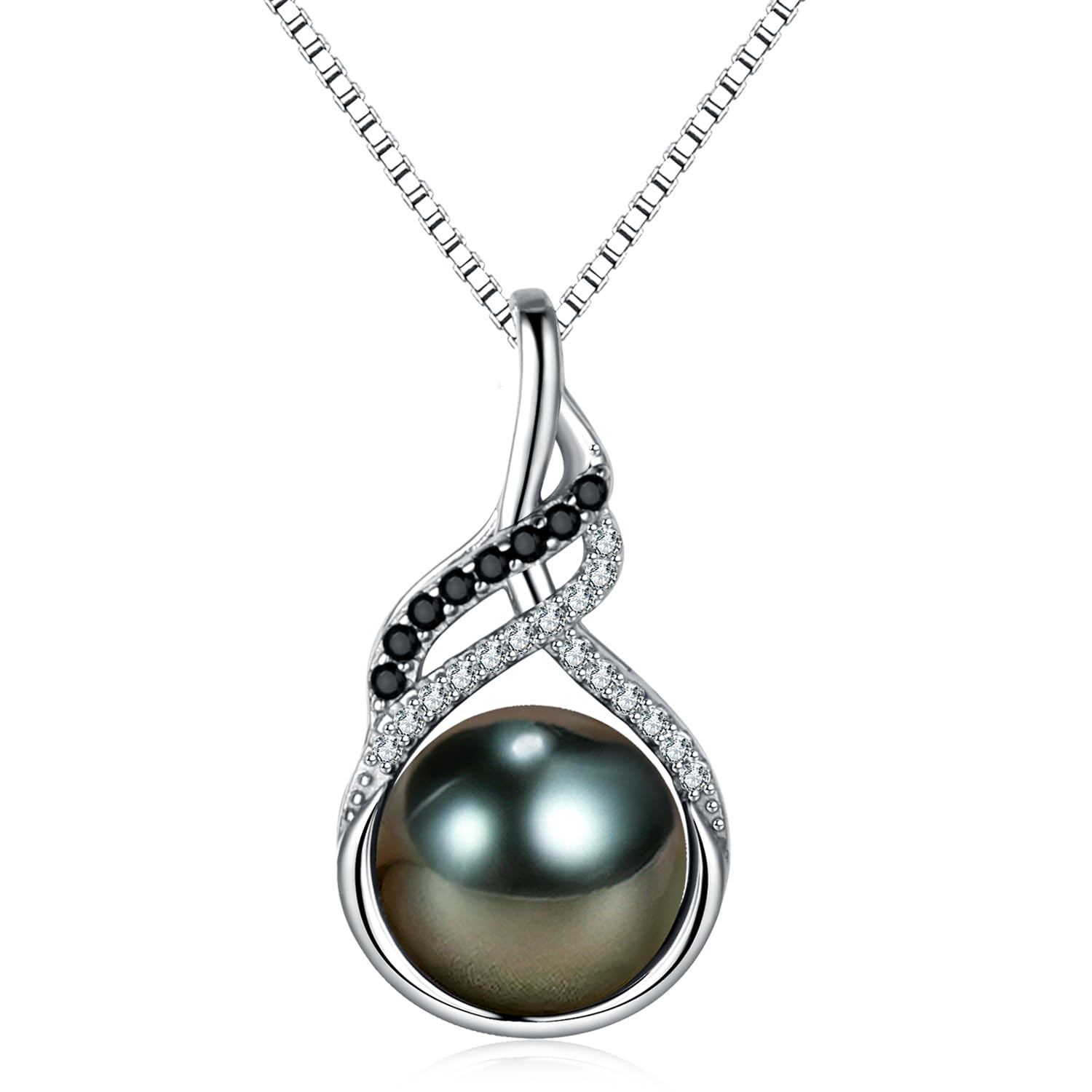 NONNYL Gift for Wife Women Wedding Birthday Anniversary Jewelry- Mother's Day Valentines Day Gifts for Mom Her Black Pearl Necklace for Women | Birthday Gifts for Women Wife Christmas