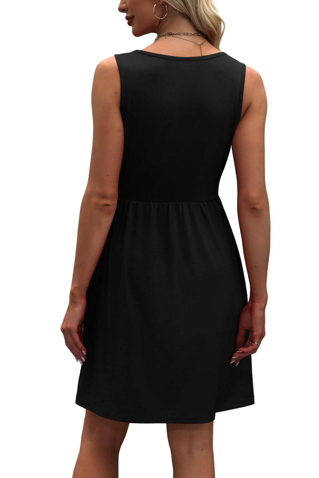 WIHOLL Summer Dresses for Women 2026 Elegant Classy A Line Sleeveless Womens Spring Dresses Casual Cute Teens Little Short Graduation Dress Sundresses Mini Sun Dress Beach Fashion Black M