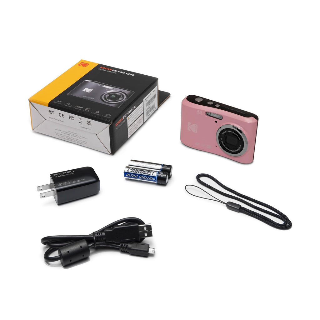 Kodak PIXPRO FZ45 16MP Point and Shoot Digital Camera with 4X Optical Zoom - Compact 27mm Wide Angle Lens for Clear Photos - 2.7 Inch LCD Screen for Families and Travelers - Pink