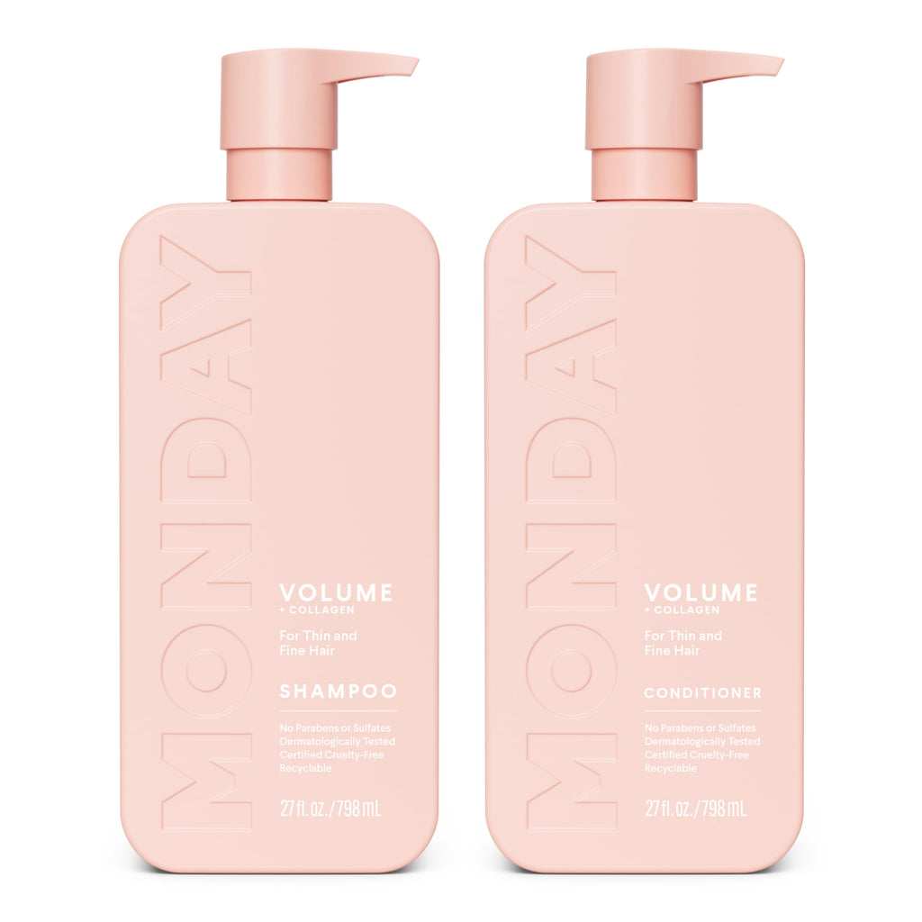 MONDAY HAIRCARE Volume Shampoo + Conditioner Set (2 Count) 27 oz. For Thin, Fine, and Oily Hair Made with Coconut Oil, Ginger Extract, and Vitamin E 100% Recyclable Bottle