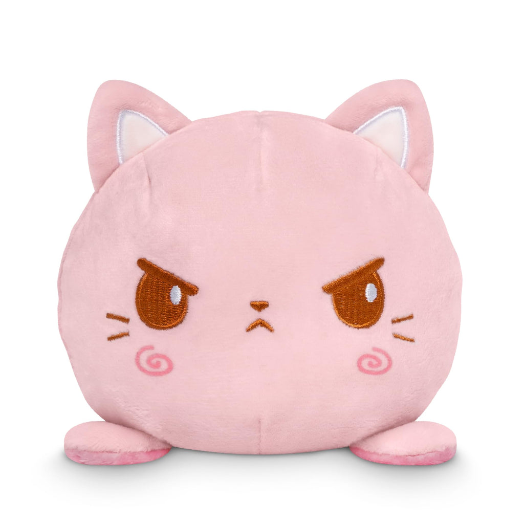 TeeTurtle Reversible Strawberry Cake Scented Cat Plushie - 4-Inch Two-Sided Flip Plush Toy with Embroidered Details - Cute Mini Collectible Plush for Kids, Teens, and Adults