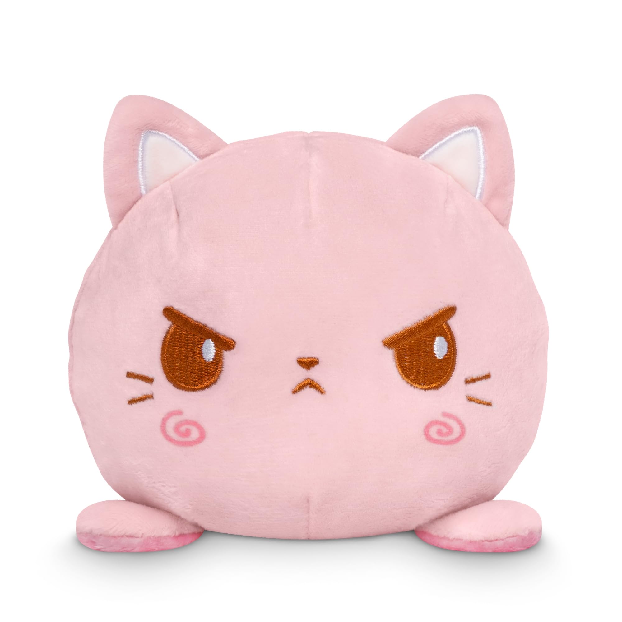 TeeTurtle Reversible Strawberry Cake Scented Cat Plushie - 4-Inch Two-Sided Flip Plush Toy with Embroidered Details - Cute Mini Collectible Plush for Kids, Teens, and Adults