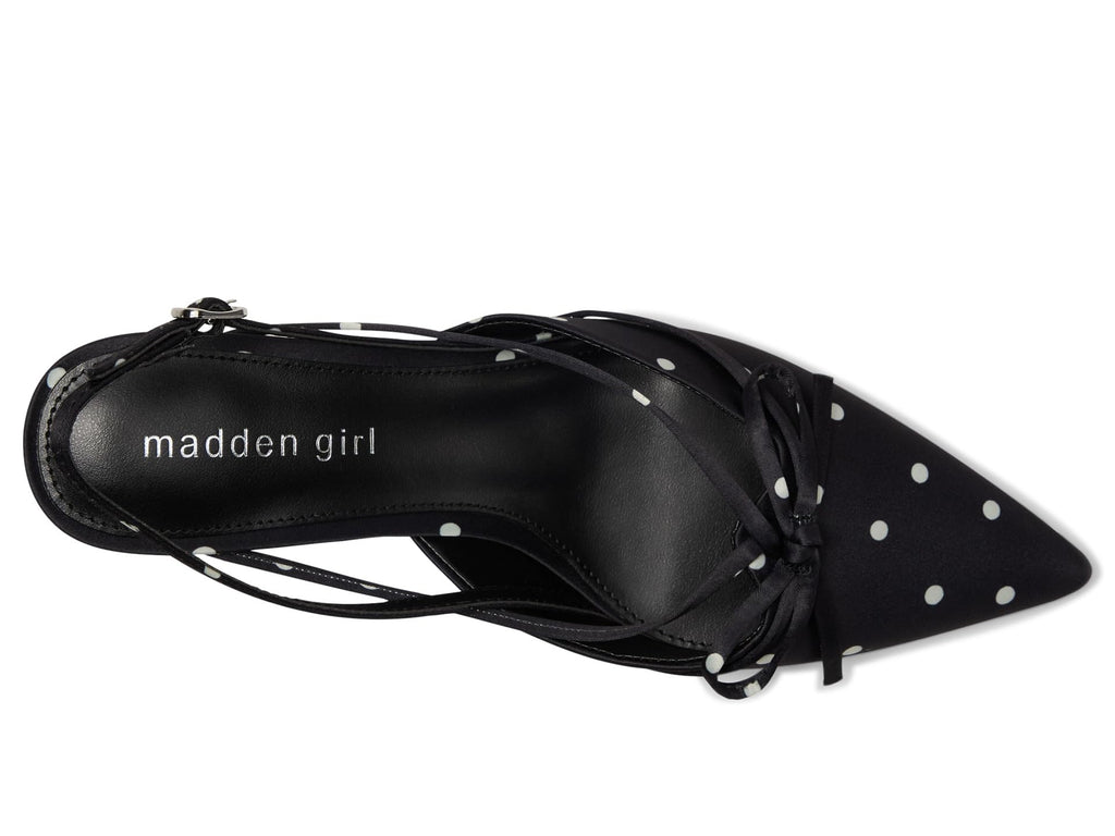 Madden Girl Women's Viixen Sling-Back Kitten Heel, Black Polka Dot, 7.5