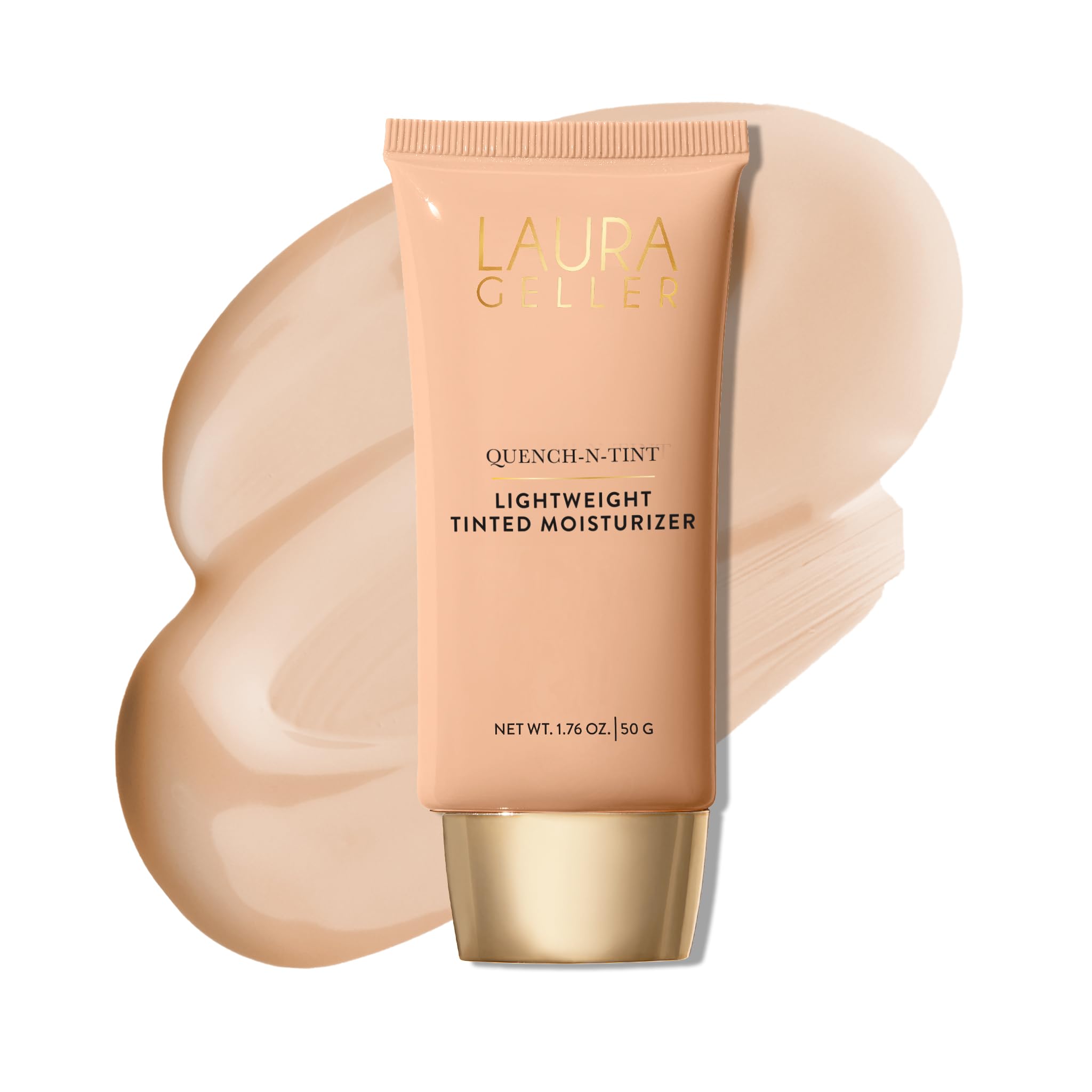 LAURA GELLER NEW YORK Quench-n-Tint Tinted Moisturizer - Sheer to Light Buildable Coverage - Natural Glow Finish - Lightweight Formula with Hyaluronic Acid, 02 Light