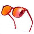 SIPHEW Mirrored Polarized Sunglasses for Women - Designer Oversized Square Beach Eyewear w UV400 Protection (A26-red frame red len)