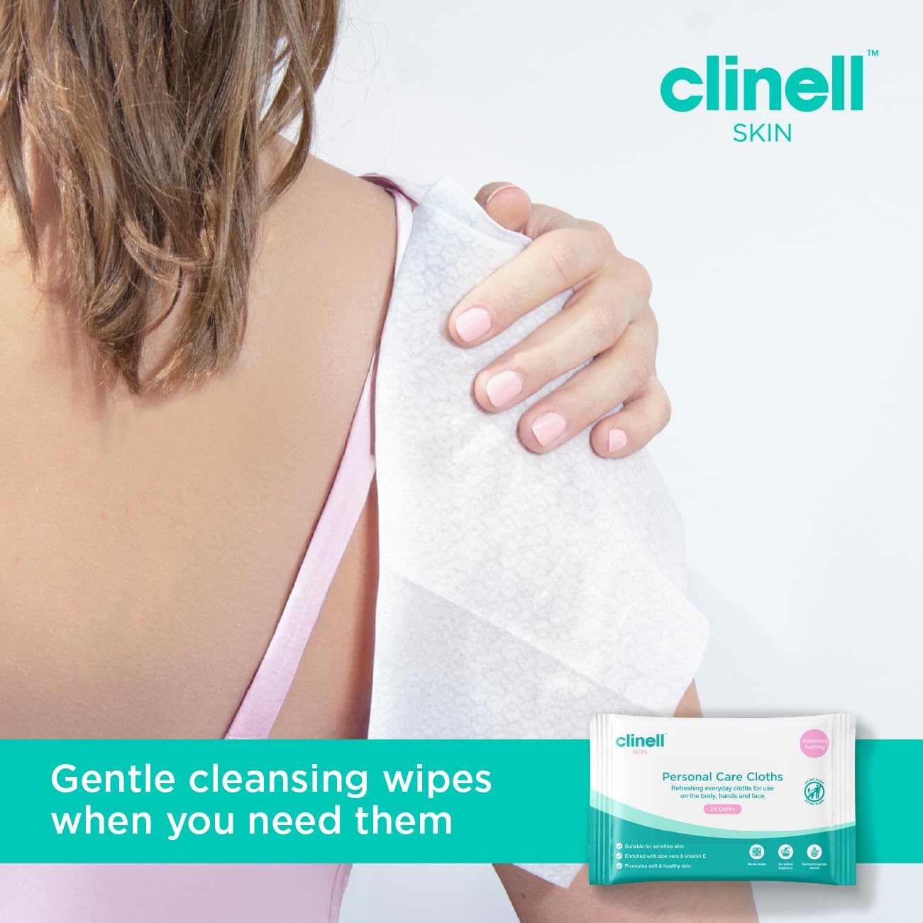 Clinell Skin Professional Care - Maceratable Personal Care Wipes - Pack of 24 - Gentle Face and Body Wipes, Alcohol Free, Dermatologically Tested, Multi-Purpose