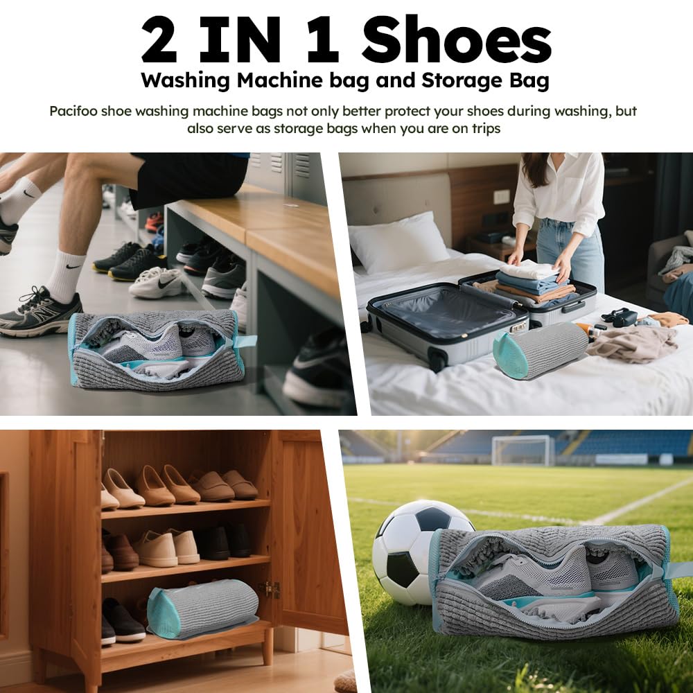 Shoe Washing Machine Bag: Shoe Washing Bag Keeps Clean - Reusable Laundry Shoe Bag for Sneaker Tennis Shoes Unstain Cleaner Kit(Grey 2 Pcs)