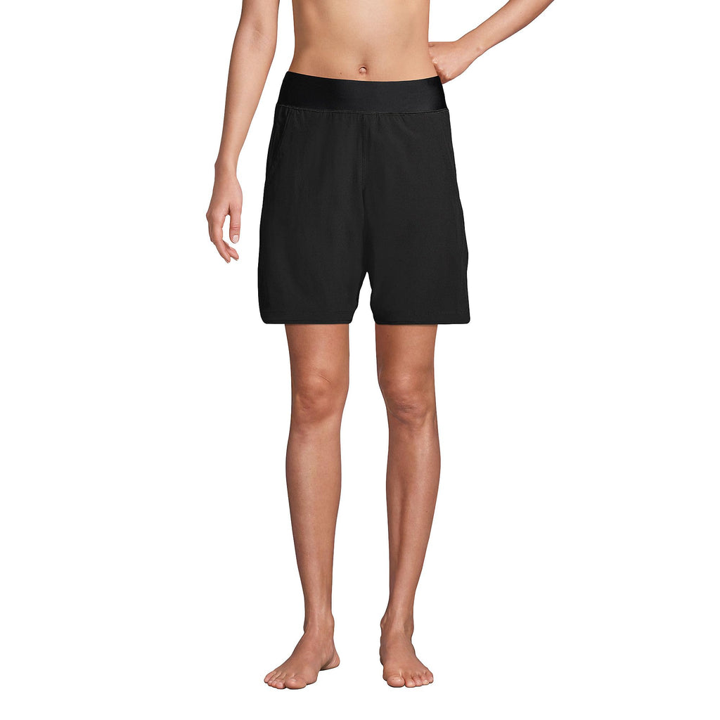 Lands' End Womens Sunshade UPF 50 9 Inch Board Shorts with Panty Black Petite 0