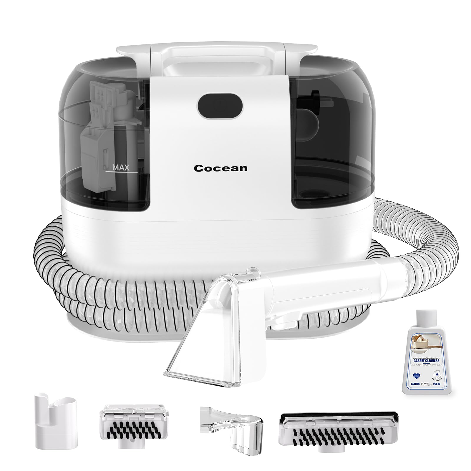 COCEAN Carpet Cleaner Machine With Carpet Shampooer, Upholstery cleaner, Carpet Shampooer Machine, 250ML Rug Shampooer, Spot Cleaner Machine, Couch, Pets, Furniture,Car detailing With 4 Cleaning Tools