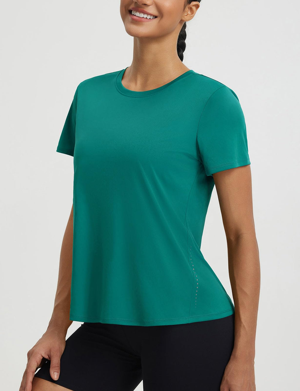 baleaf Women's Short Sleeve Workout Shirts Athletic Tops Sun Protection Breathable T-Shirts Quick Dry Gym Running Tennis Green M