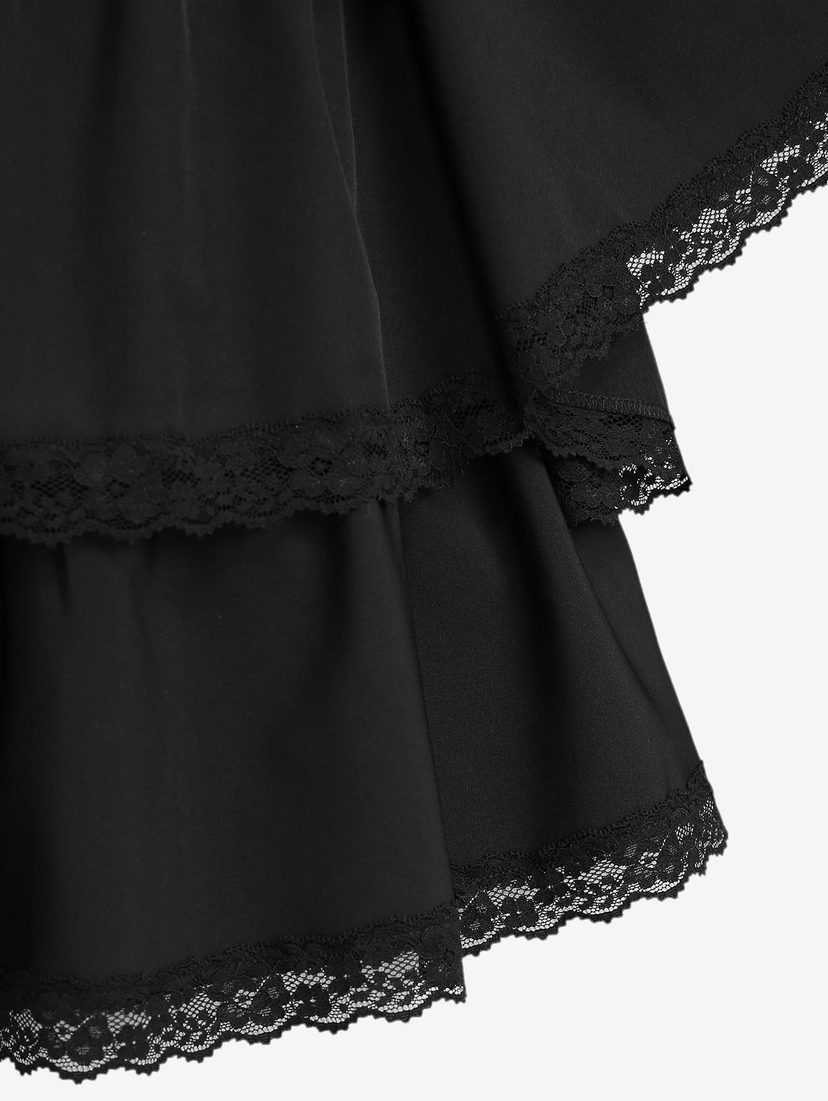ROSE GAL Womens Plus Size Victorian Gothic Lace-up Layered Lace Trim Cutout Trumpet Sleeves Knee Length Dress(Black_1/4X)