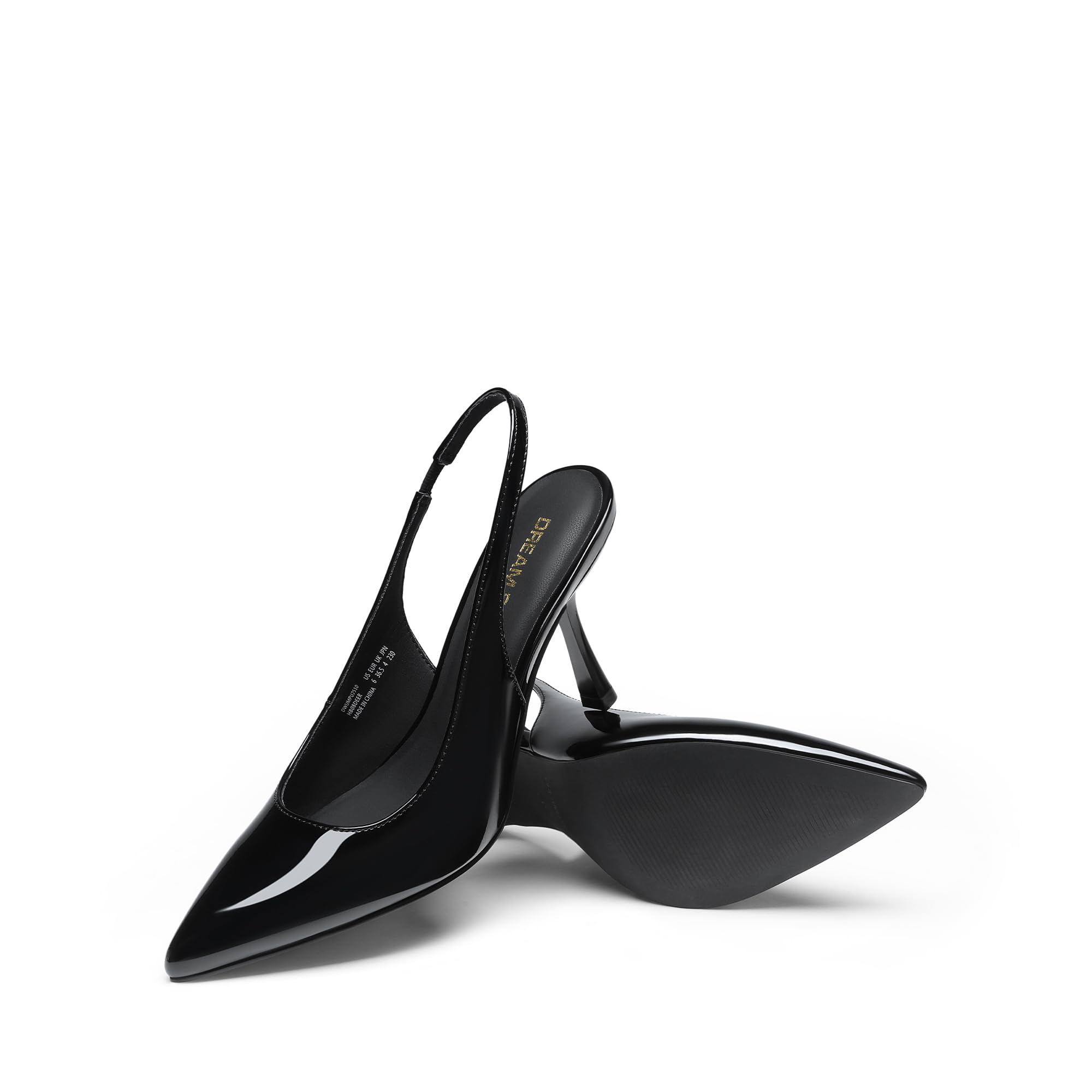 DREAM PAIRS Women's Heels Slingback Stiletto Pumps Shoes Pointed Closed Toe Kitten Heels Dress Bridal Elegant Wedding Sexy Party,Size 9,Black-Pat,DWUMPU2510