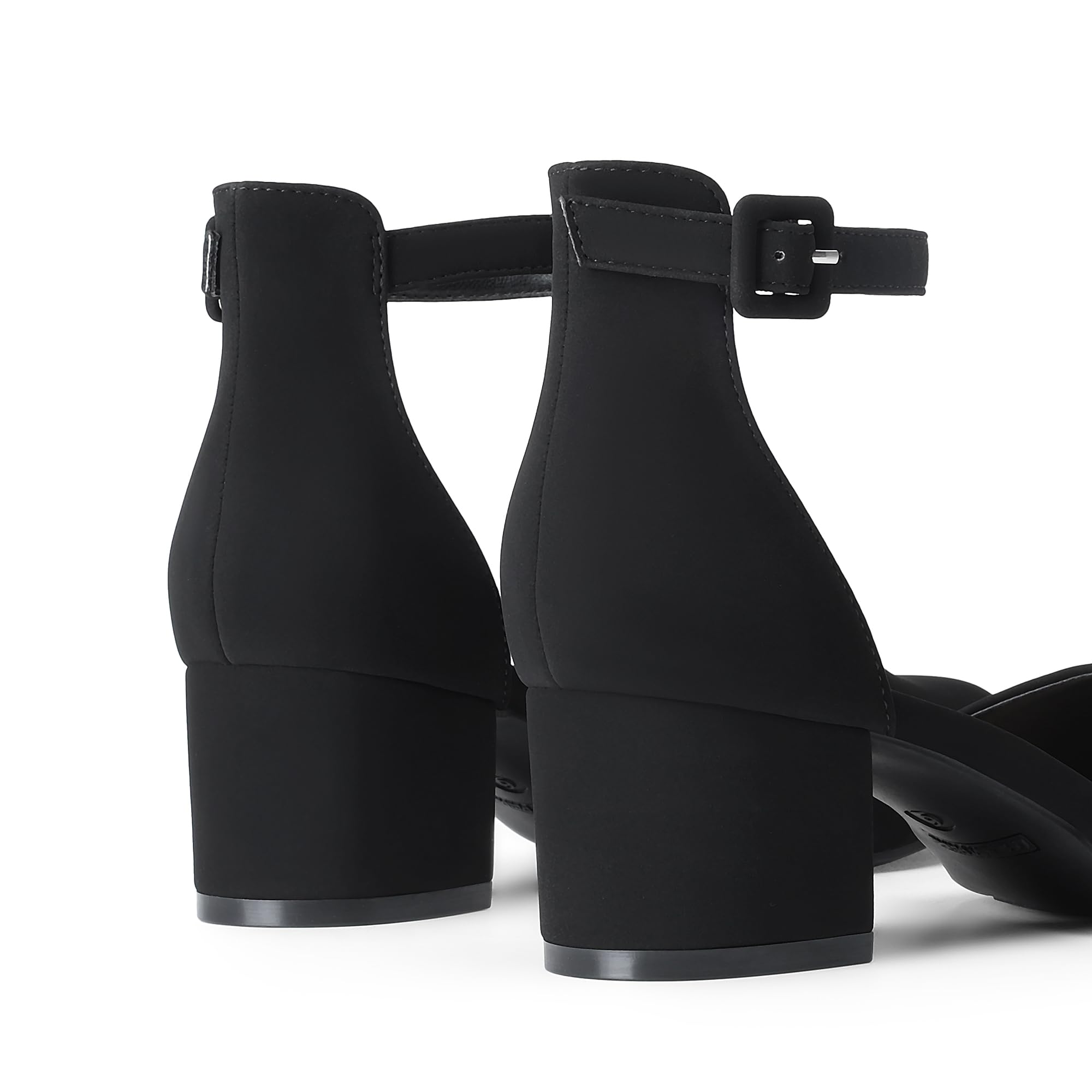 DREAM PAIRS Women's Closed Round Toe Low Block Heels Ankle Strap Chunky Heel Pumps Dress Wedding Office Party Shoes,Size 7,Black-Nubuck,DWUMPU2546