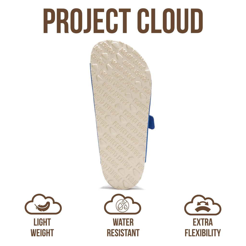 Project Cloud 100% Genuine Leather Flat Sandals For Women 2026 Cork Footbed Womens Sandals with Memory Foam and arch support Vacation Essentials Slides for Women Footwear (Venita, OCEAN, 5.5)