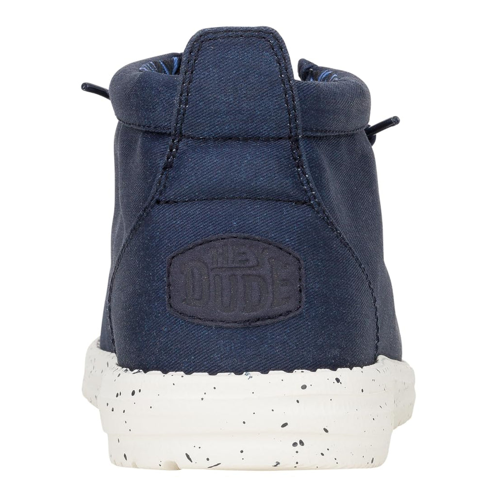 HEYDUDE Wally Mid Stretch Canvas Navy Blazer Size 11, Men's Boots, Pull on Boots, Comfortable & Light-Weight