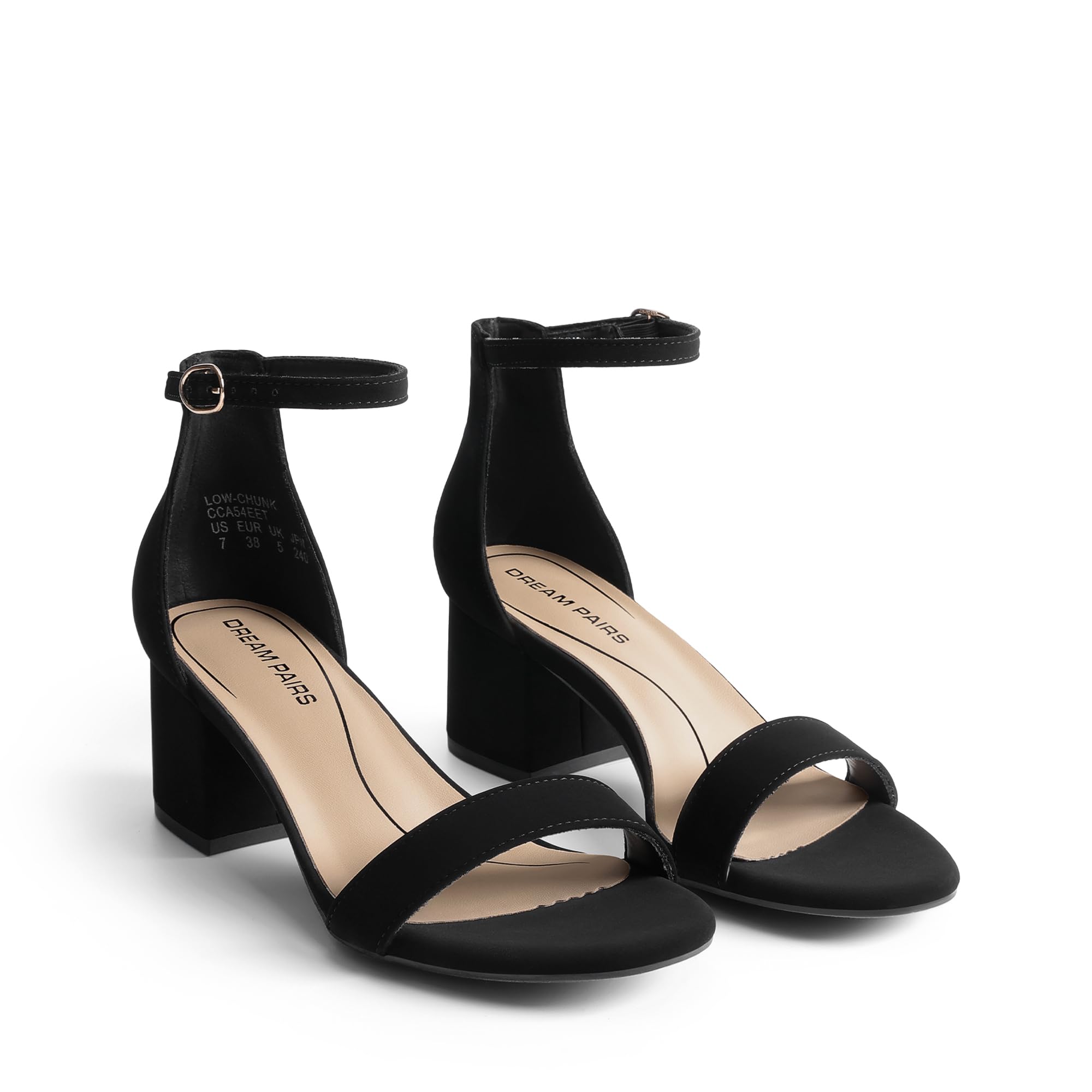 DREAM PAIRS Womens Low-Chunk Low Heel Pump Sandal,Size 8.5,Black/Nubuck,LOW-CHUNK