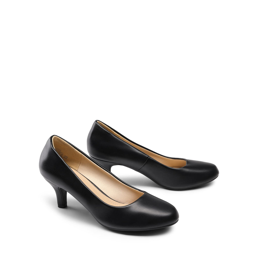DREAM PAIRS Women's Dress Comfortable Low Heel Pump Shoes,Size 9,Black/Pu,LUVLY