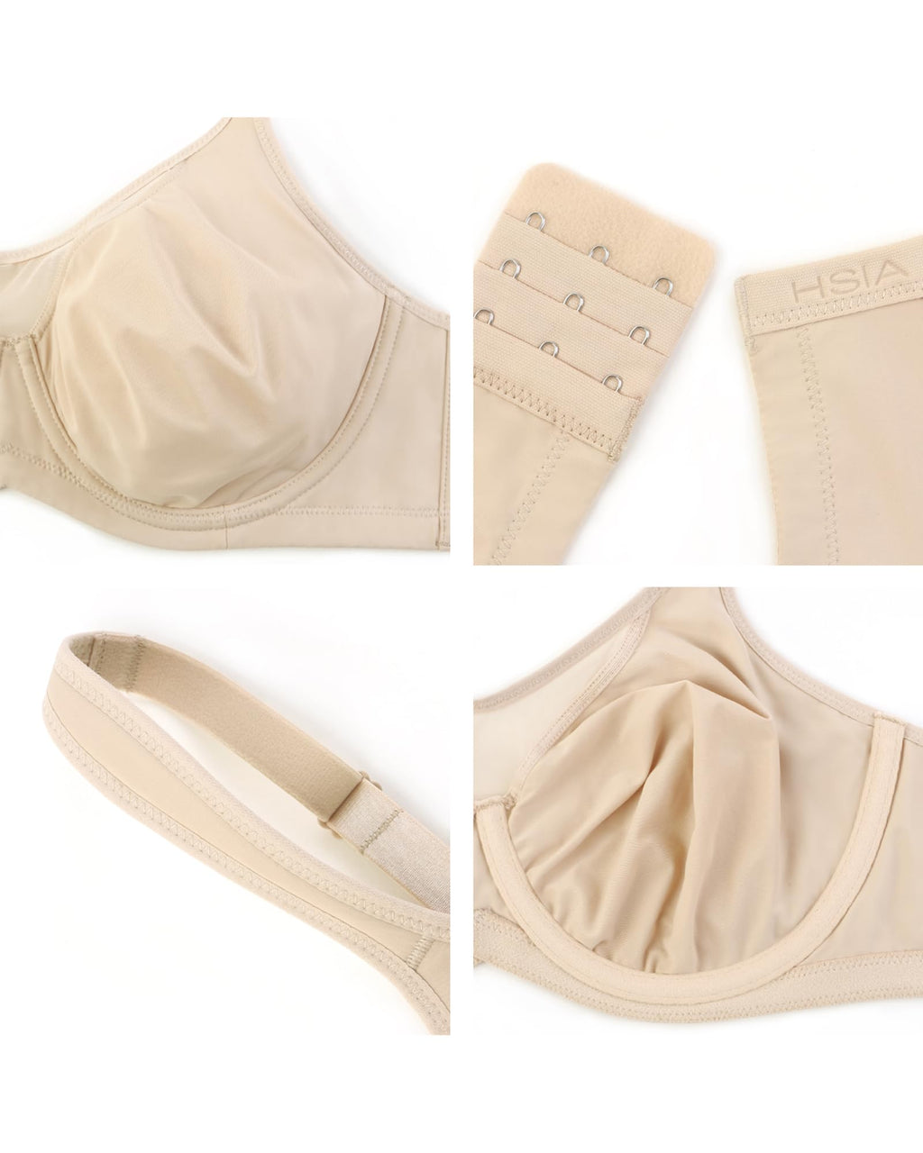 HSIA Minimizer Bras for Women Plus Size, Full Coverage Coolcomfort T Shirt Unlined Bra with Underwire for Heavy Breast, Light Beige 36DDD 01