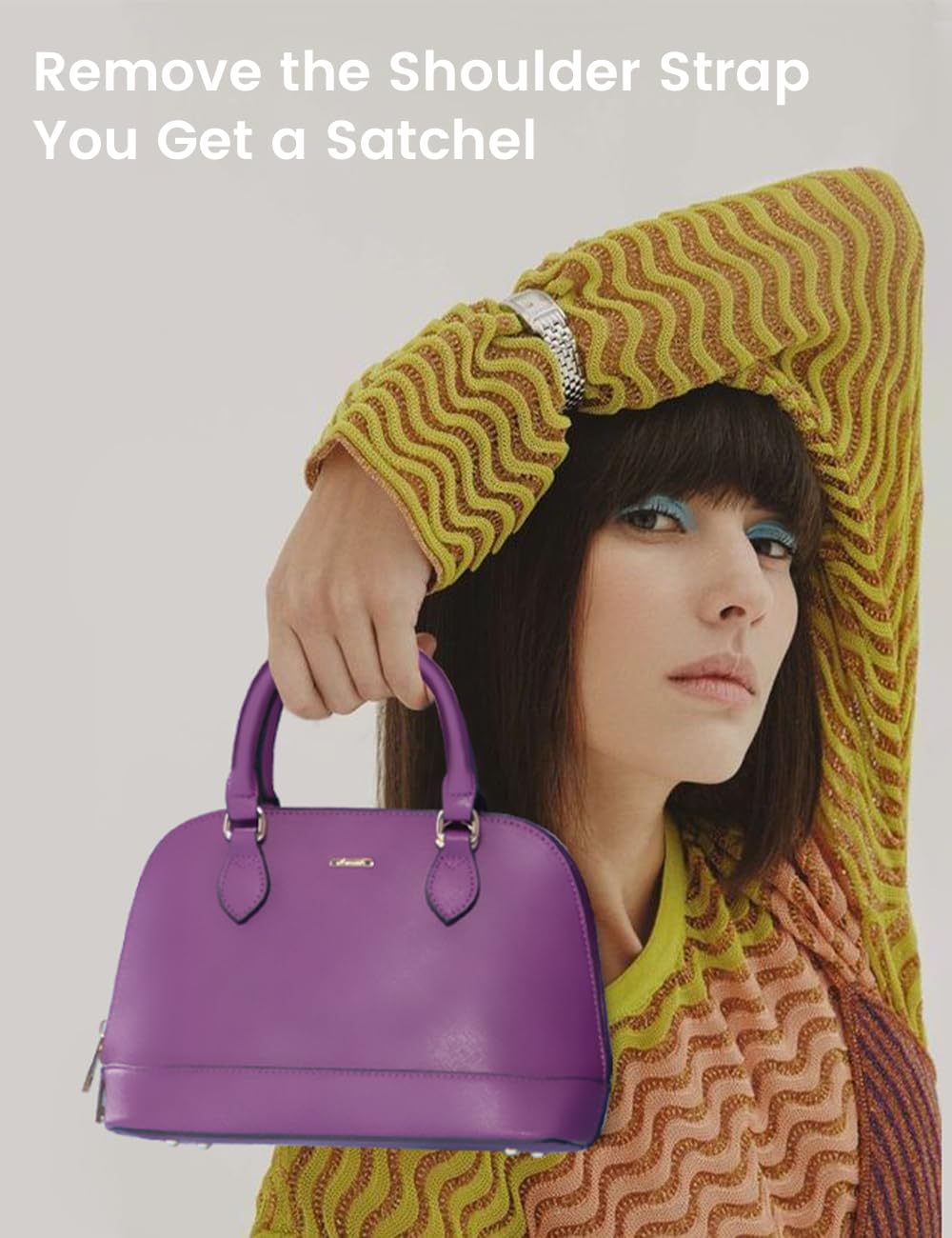 Small Crossbody Bags for Women Classic Double Zip Top Handle Dome Satchel Bag Shoulder Purse Purple
