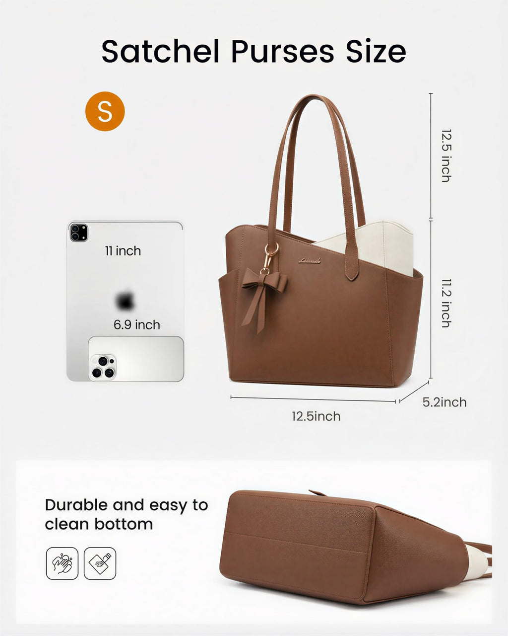 LOVEVOOK Small Tote Purse for Women, 2026 Structured PU Leather Handbags with Top Handle, Elegant Satchel Shoulder Bag Brown