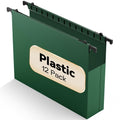 NORDUN Plastic Hanging File Folders Expandable,12 Pack Heavy Duty Hanging File Folder Letter Size,2 Inch Expansion Extra Capacity Folders,Adjustable Tabs,Green Hanging Folder Designed for Bulky Files